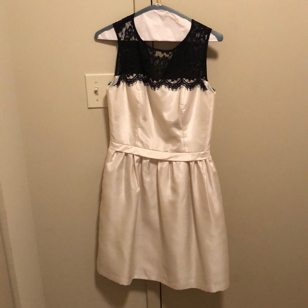 Cream and black satin dress